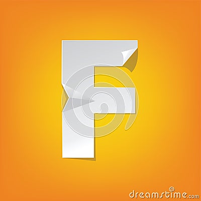 F capital letter fold english alphabet New design Vector Illustration