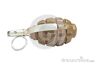 F-1 combat grenade isolated. Real military ammunition Stock Photo
