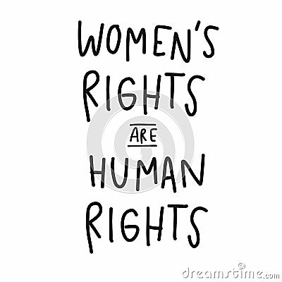 Women`s rights are human rights word handwriting illustration Vector Illustration