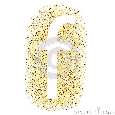 F in gold letter icon isolated on white background. Vector Illustration