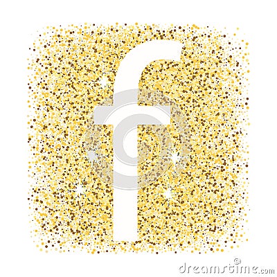 F in gold letter icon isolated on white background. Vector Illustration