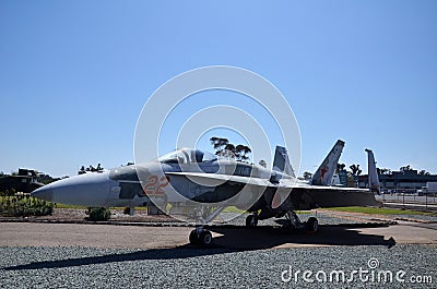 F-18A Hornet display inside Flying Leatherneck Aviation Museum in San Diego, California Editorial Stock Photo