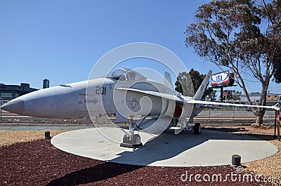F/A-18A Hornet display inside Flying Leatherneck Aviation Museum in San Diego, California Editorial Stock Photo