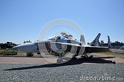 F-18A Hornet display inside Flying Leatherneck Aviation Museum in San Diego, California Editorial Stock Photo