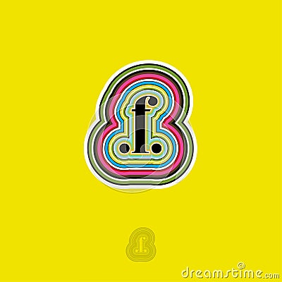 F letter. F monogram and points with many color contours. Vector Illustration