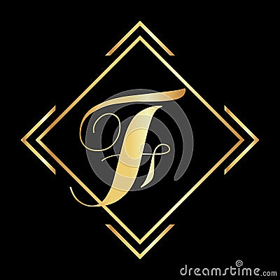 F Letter logo, F logo design, F icon design golden vector image Vector Illustration