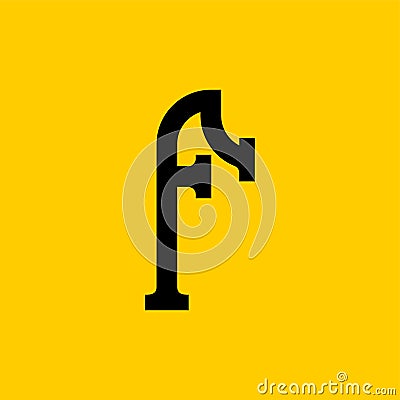 F letter old Russian font. National Folk alphabet Russia. Retro ABC sign. Vector illustration Vector Illustration