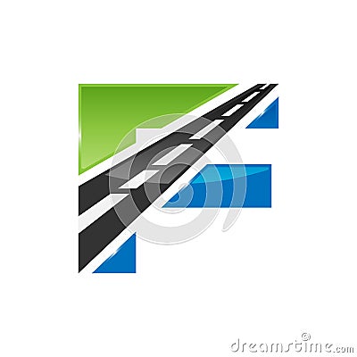 F letter road construction creative symbol layout Vector Illustration