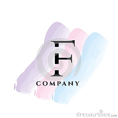 F letter watercolor vector logo Vector Illustration