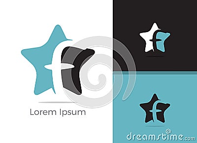 F logo design, letter f in star vector icon. Stock Photo