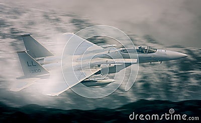 F15 Military Fighter Jet flying Stock Photo