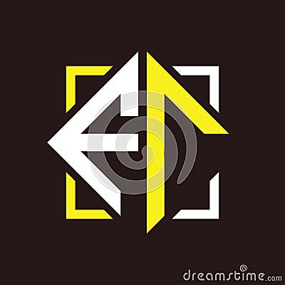 F R Initials quadrangle monogram with square Vector Illustration