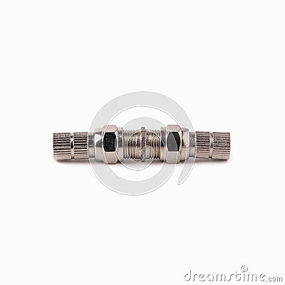 F-rg6 f-type side and f female connector isolated on white background. Close up Stock Photo