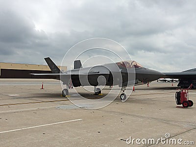 F22 sitting on the runway Editorial Stock Photo