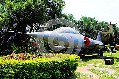 Fighter F104, the real airplane , located in Keelung city,Taiwan Stock Photo