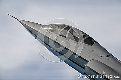 F-104 Starfighter in Takeoff Position on a Cloudy Afternoon Stock Photo