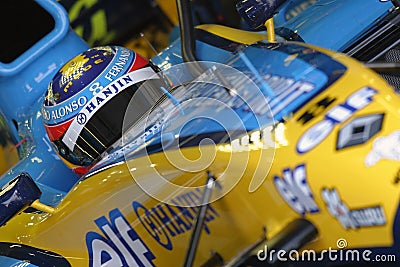 F1 2004 - Fernando Alonso Renault Editorial Stock Photo
