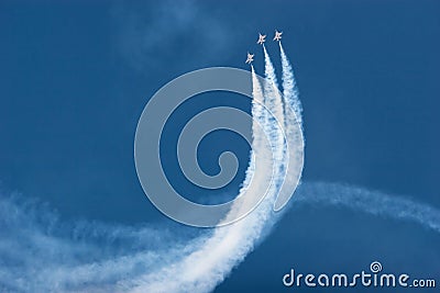 F16 thunderbird planes at airshow Stock Photo