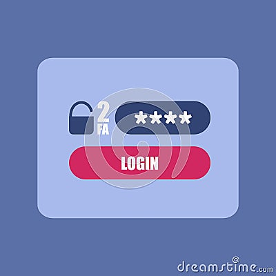 2FA authentication. One-time password to log in Vector Illustration