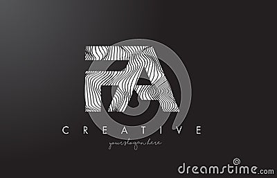 FA F A Letter Logo with Zebra Lines Texture Design Vector. Vector Illustration