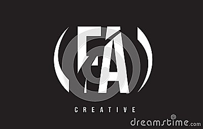 FA F A White Letter Logo Design with Black Background. Vector Illustration