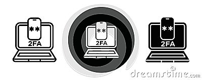 2FA Multifactor verification outline icon collection or set. 2FA Multifactor verification Thin vector line art Vector Illustration
