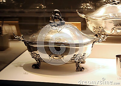 Utensils made of art steel in the Faberge Museum. Editorial Stock Photo