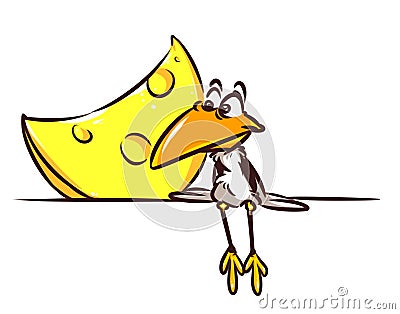 Fable crow and cheese cartoon illustration Cartoon Illustration