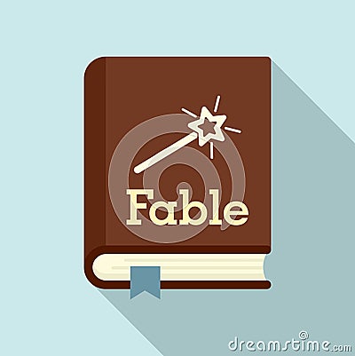 Fable school book icon, flat style Vector Illustration