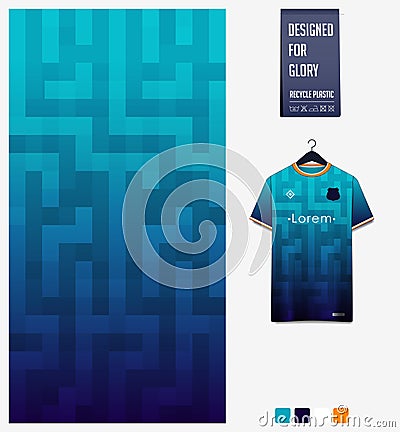 Fabric textile design in Square pattern for soccer jersey, football kit, bicycle, racing, e-sport, basketball, sports uniform. Vector Illustration