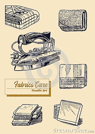 Fabric Care Textile Art vintage advertisement Vector Illustration