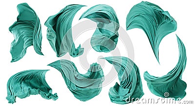 Fabric Cloth Flowing Wind, Textile Wave Flying Motion, White Stock Photo