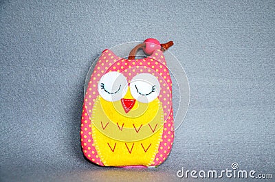 Fabric colorful owl key ring cover Stock Photo