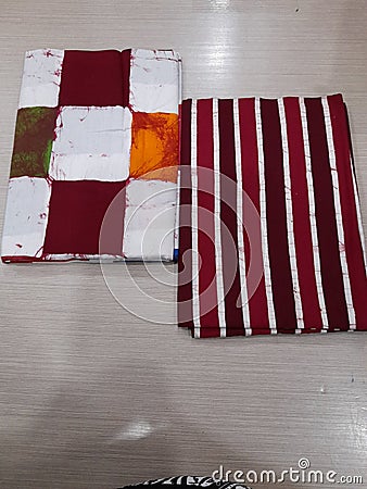 Fabric with dominant colors of Maroon and white Stock Photo