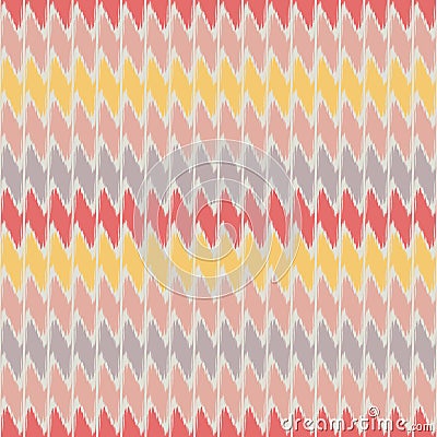 Fabric effect dense geometric design with hand drawn horizontal pastel stripes and accent coral colour. Vector seamless Vector Illustration