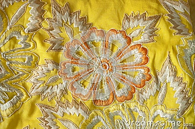 Fabric with floral embroidery Stock Photo