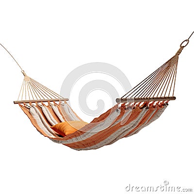 Fabric hammock hanging over white transparent background Stock Photo