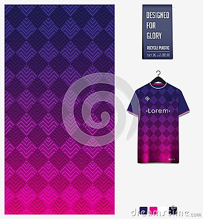 Fabric pattern design Mosaic pattern on blue violet gradient background for soccer jersey, football kit, basketball, sport uniform Vector Illustration