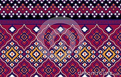 Fabric pattern patterns On blue background EP.3 Vector Illustration