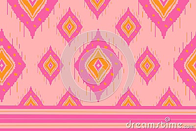 Fabric pattern, pillow pattern, seamless pattern, square shape, pink, yellow Stock Photo