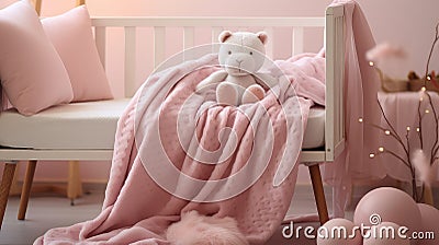 fabric pink baby blanket Cartoon Illustration