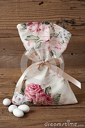 Fabric pouch wedding favor Stock Photo