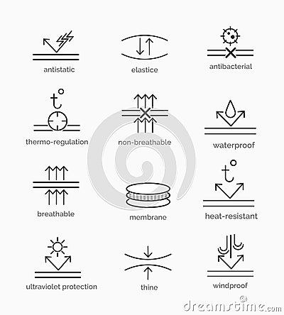 Fabric properties icons Vector Illustration