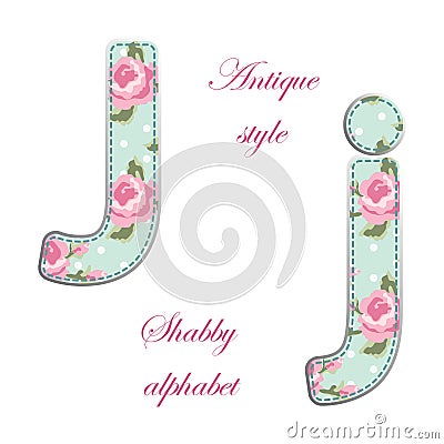 Fabric retro letters in shabby chic style Vector Illustration