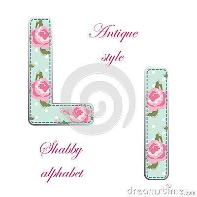 Fabric retro letters in shabby chic style Vector Illustration