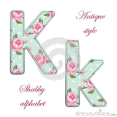 Fabric retro letters in shabby chic style Vector Illustration