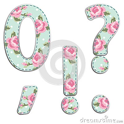 Fabric retro numbers in shabby chic style Vector Illustration