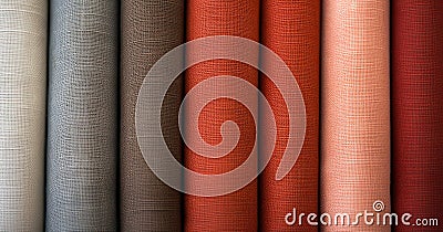 Fabric Rolls in a Gradient. Cotton Stack, Textile Store Assortment. Generative AI Stock Photo