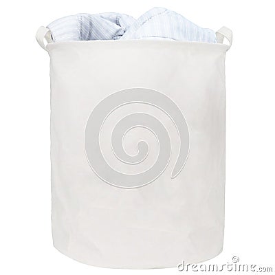 Fabric sack basket on a white background Stock Photo