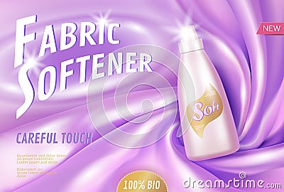 Fabric softener 3d realistic promotional poster template. Vector Illustration